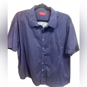 Bruno Milano Short Sleeve Shirt Mens 4XLB Button Up Blue With White/ Red Dots